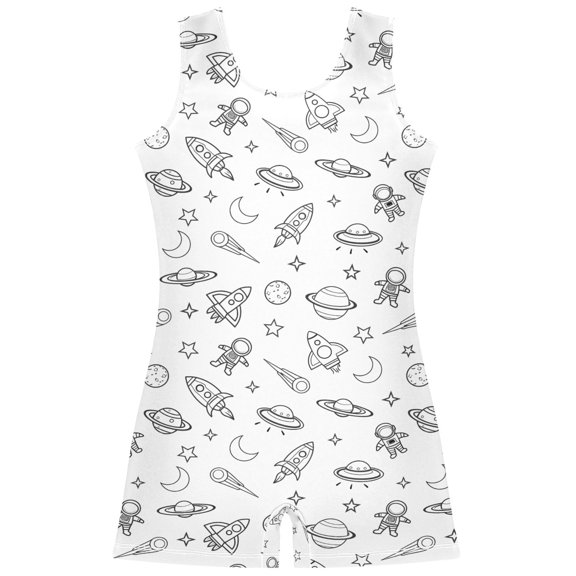 joogoo Space Galaxy Universe Pattern Girls Leotards Gymnastics Tumbling Outfit Biketard Unitard 7-8Years