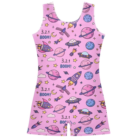 joogoo Space Rocket Planets Pattern Girls Leotards Gymnastics Tumbling Outfit Biketard Unitard 2-3Years