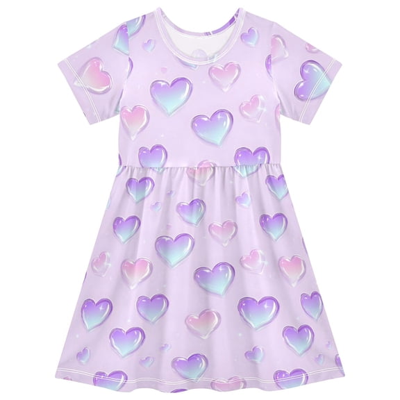 joogoo Sparkling Loves Girls' Short Sleeve Dress Kids Dresses 5-6T
