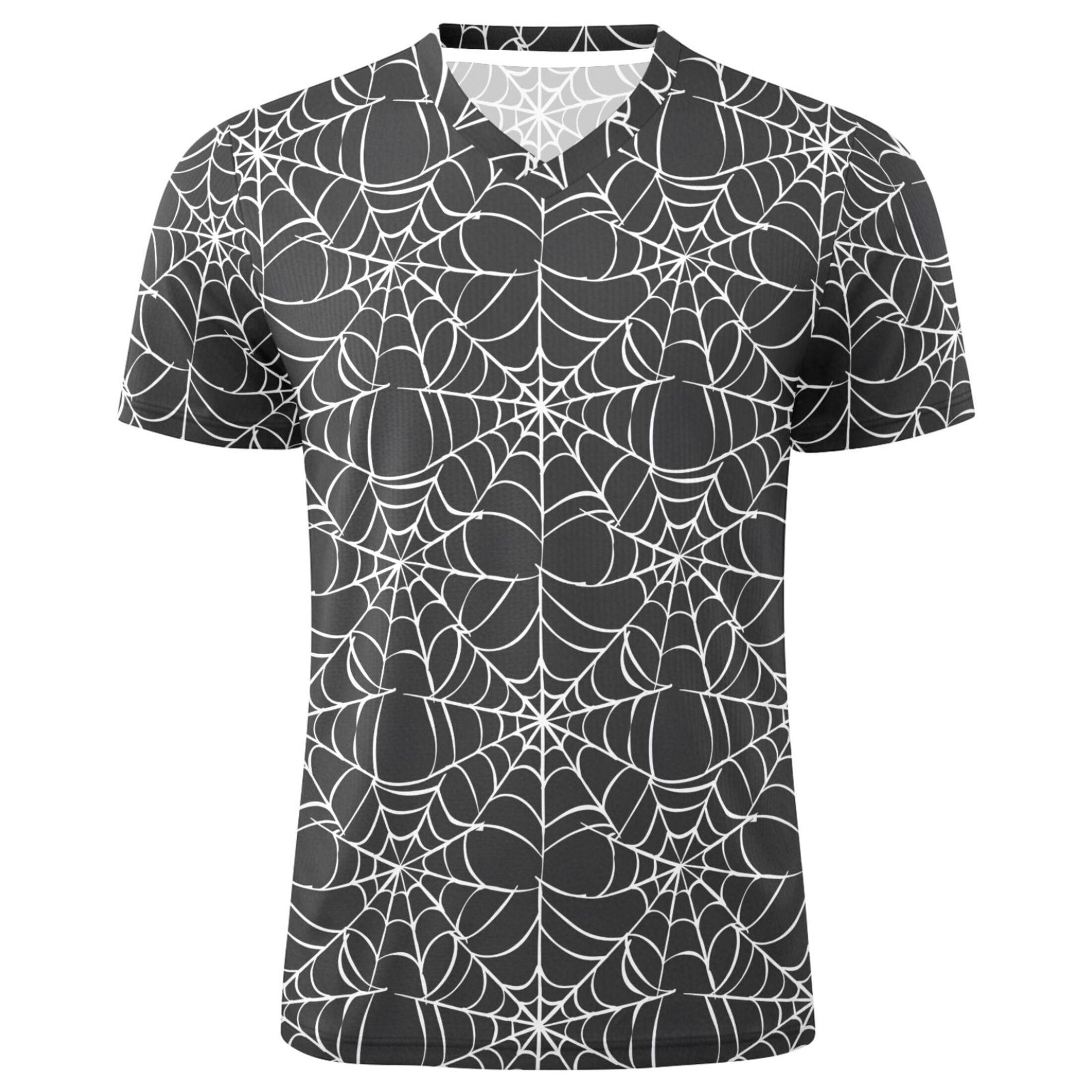 joogoo Spiders Webs Men's Soccer Jersey Athletic Plus Size T-Shirt V-Neck Sport Fan Game Day Shirt Large