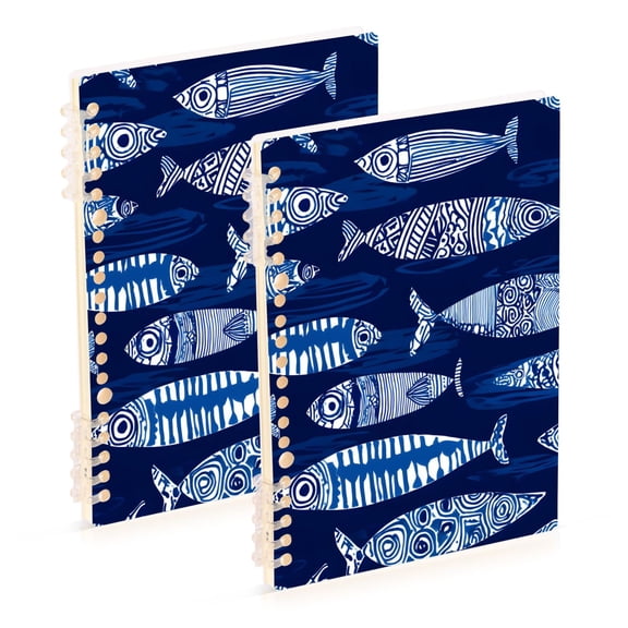 joogoo Spiral Journal Notebook Abstract Boho Fishes College Ruled Notebooks 8.3" x 5.7" 2 PCs