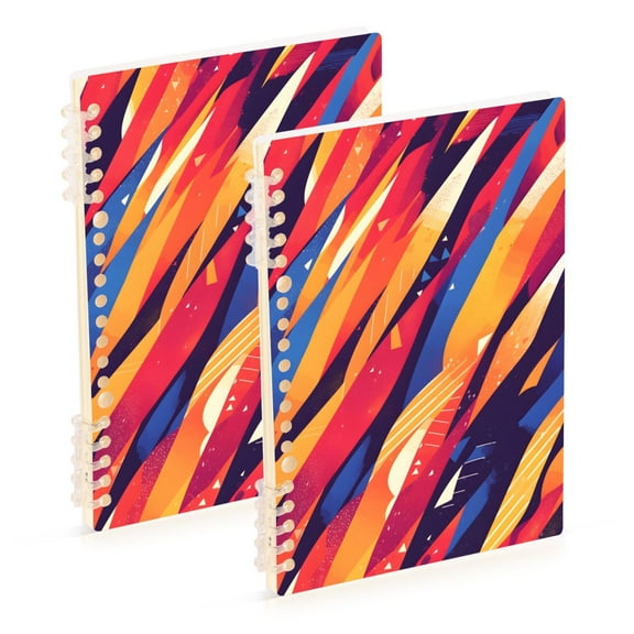 joogoo Spiral Journal Notebook Abstract Stripes Pattern College Ruled Notebooks 8.3" x 5.7" 2 PCs