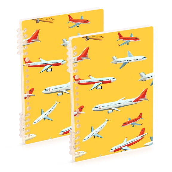 joogoo Spiral Journal Notebook Airplane Yellow-d2 College Ruled Notebooks 8.3" x 5.7" 2 PCs