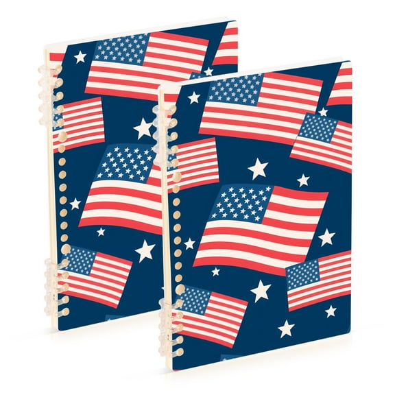 joogoo Spiral Journal Notebook American Flag Stars-s1 College Ruled Notebooks 8.3" x 5.7" 2 PCs