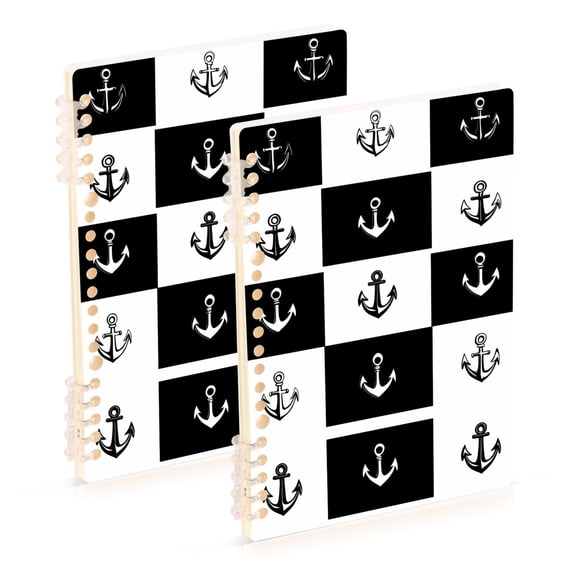 joogoo Spiral Journal Notebook Anchors Checkered Grid College Ruled Notebooks 8.3" x 5.7" 2 PCs