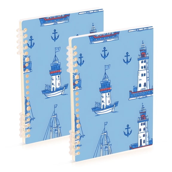 joogoo Spiral Journal Notebook Anchors Ships College Ruled Notebooks 8.3" x 5.7" 2 PCs