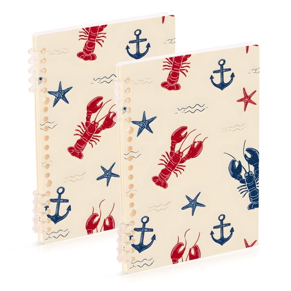 joogoo Spiral Journal Notebook Anchors Starfish Lobsters College Ruled Notebooks 8.3" x 5.7" 2 PCs