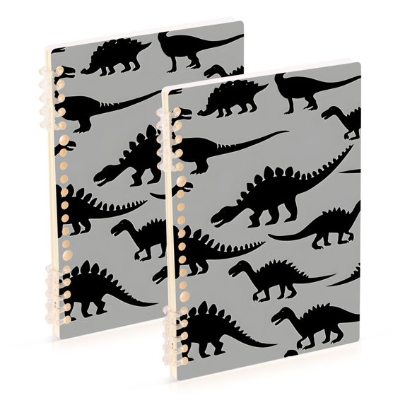 joogoo Spiral Journal Notebook Art Dinosaur Silhouettes College Ruled Notebooks 8.3" x 5.7" 2 PCs