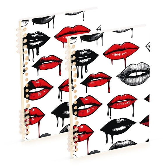 joogoo Spiral Journal Notebook Art Mouth Pattern College Ruled Notebooks 8.3" x 5.7" 2 PCs