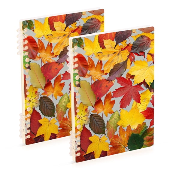 joogoo Spiral Journal Notebook Autumn Leaves Pattern College Ruled Notebooks 8.3" x 5.7" 2 PCs