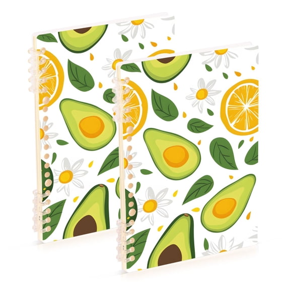 joogoo Spiral Journal Notebook Avocado Lemon Leaves College Ruled Notebooks 8.3" x 5.7" 2 PCs