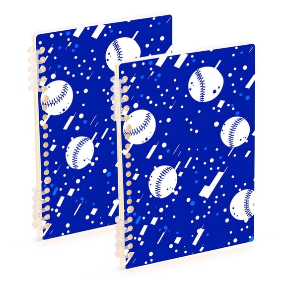 joogoo Spiral Journal Notebook Baseball Art Pattern College Ruled Notebooks 8.3" x 5.7" 2 PCs