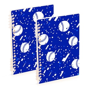 joogoo Spiral Journal Notebook Baseball Art Pattern College Ruled Notebooks 8.3" x 5.7" 2 PCs