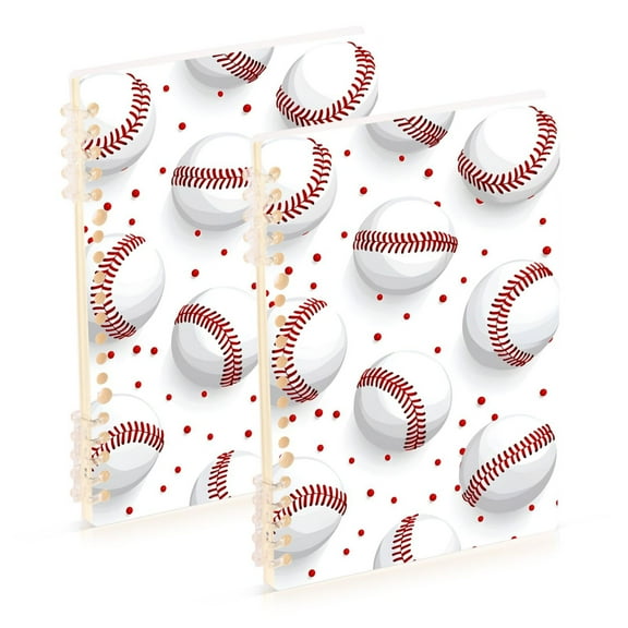 joogoo Spiral Journal Notebook Baseball on White College Ruled Notebooks 8.3" x 5.7" 2 PCs