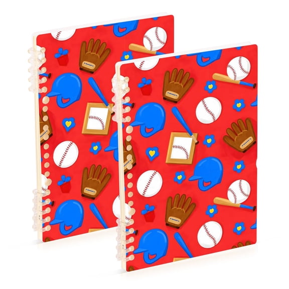 joogoo Spiral Journal Notebook Baseballs College Ruled Notebooks 8.3" x 5.7" 2 PCs