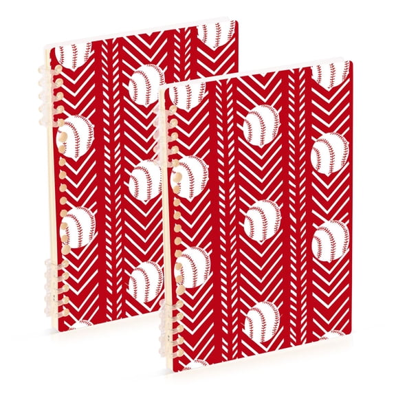 joogoo Spiral Journal Notebook Baseballs on Red College Ruled Notebooks 8.3" x 5.7" 2 PCs