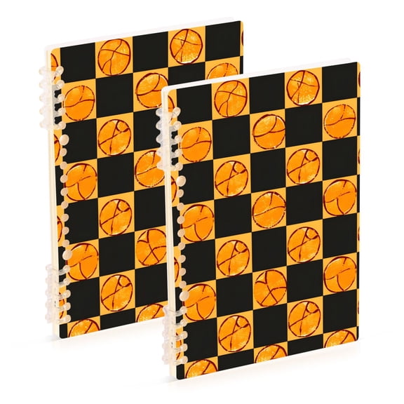 joogoo Spiral Journal Notebook Basketball Checkered Grid College Ruled Notebooks 8.3" x 5.7" 2 PCs