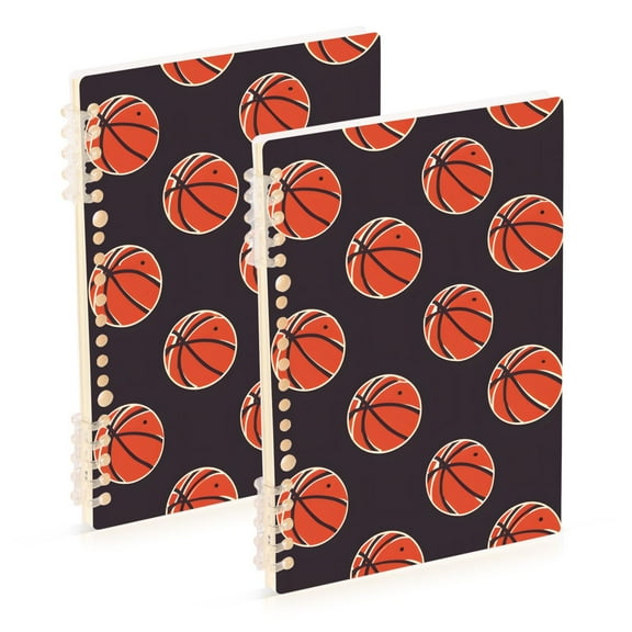 joogoo Spiral Journal Notebook Basketball on Dark Background College Ruled Notebooks 8.3" x 5.7" 2 PCs