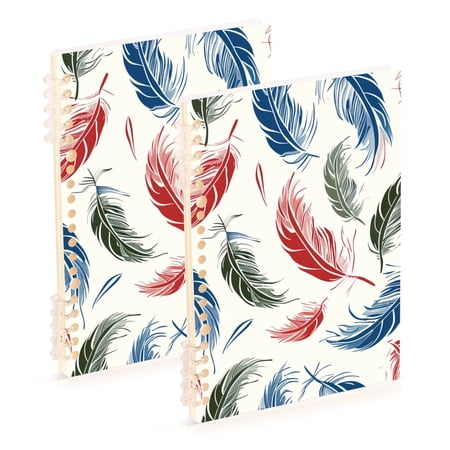 joogoo Spiral Journal Notebook Beautiful Feathers College Ruled Notebooks 8.3" x 5.7" 2 PCs