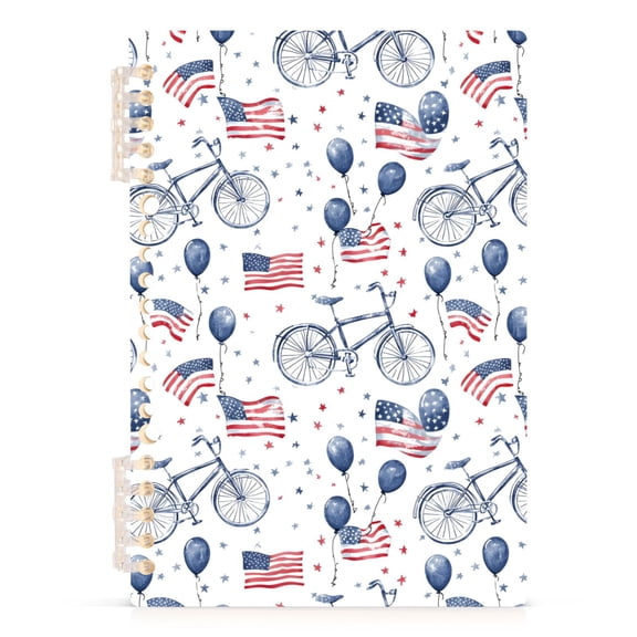 joogoo Spiral Journal Notebook Bicycles American Flag College Ruled Notebooks 8.3" x 5.7" 1 PC