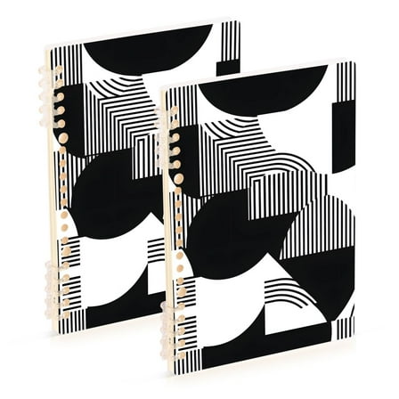 joogoo Spiral Journal Notebook Black Geometric College Ruled Notebooks 8.3" x 5.7" 2 PCs