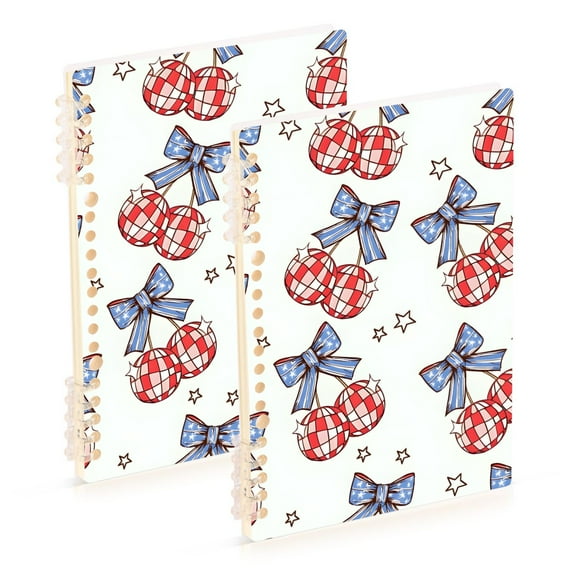 joogoo Spiral Journal Notebook Blue Bows Disco Balls College Ruled Notebooks 8.3" x 5.7" 2 PCs