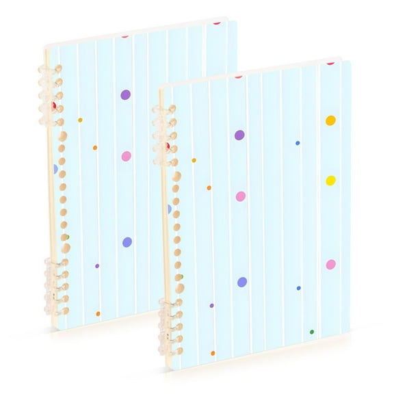 joogoo Spiral Journal Notebook Blue Stripes Polka Dots College Ruled Notebooks 8.3" x 5.7" 2 PCs