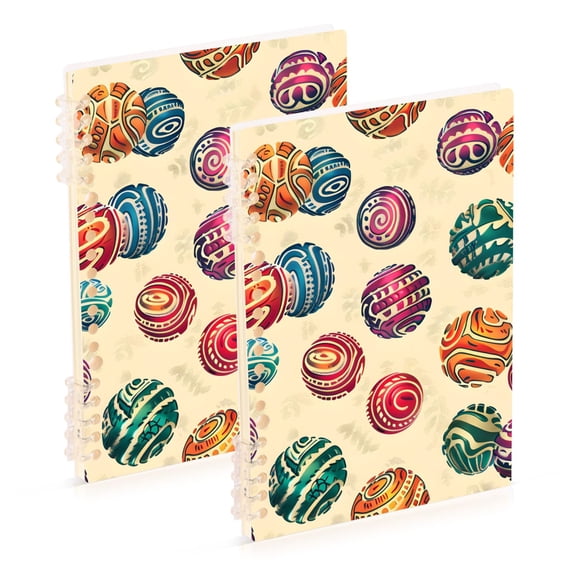 joogoo Spiral Journal Notebook Boho Balls College Ruled Notebooks 8.3" x 5.7" 2 PCs