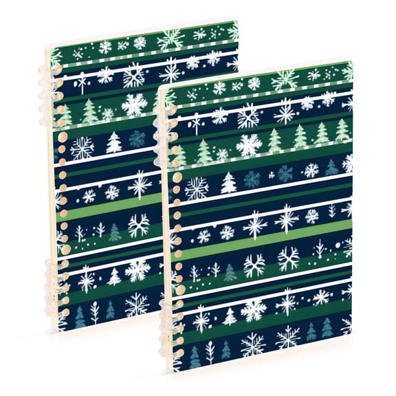 joogoo Spiral Journal Notebook Boho Snowflake on Stripe College Ruled Notebooks 8.3" x 5.7" 2 PCs
