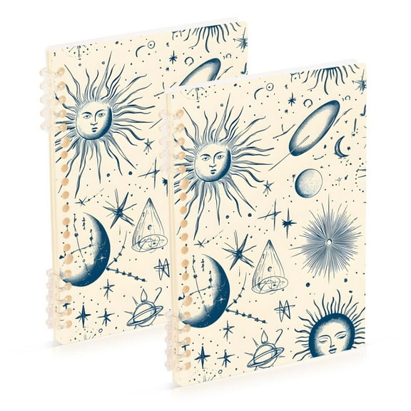 joogoo Spiral Journal Notebook Boho Starry Sun Planet College Ruled Notebooks 8.3" x 5.7" 2 PCs