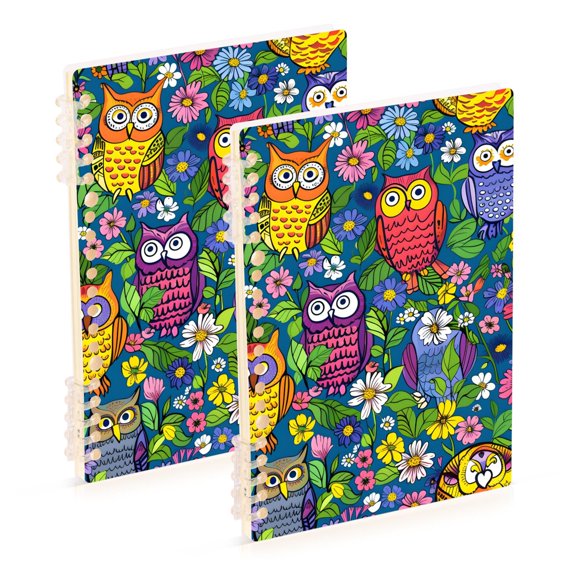 joogoo Spiral Journal Notebook Bohomia Owls in Floral College Ruled Notebooks 8.3" x 5.7" 2 PCs