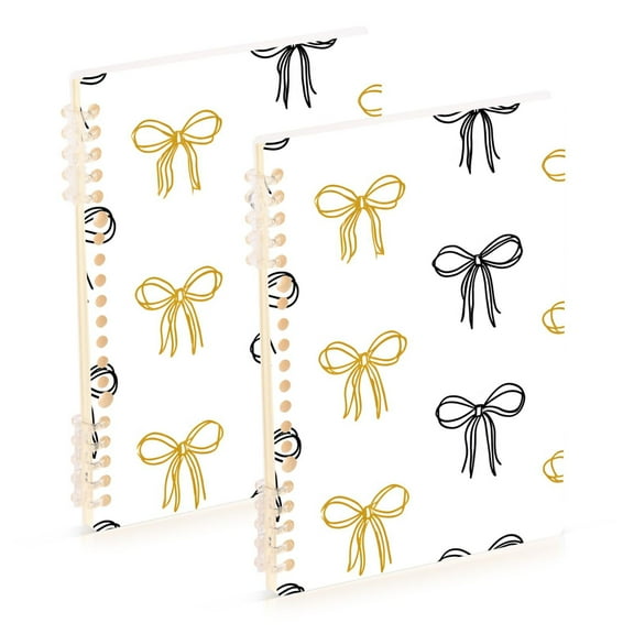 joogoo Spiral Journal Notebook Bow Pattern College Ruled Notebooks 8.3" x 5.7" 2 PCs