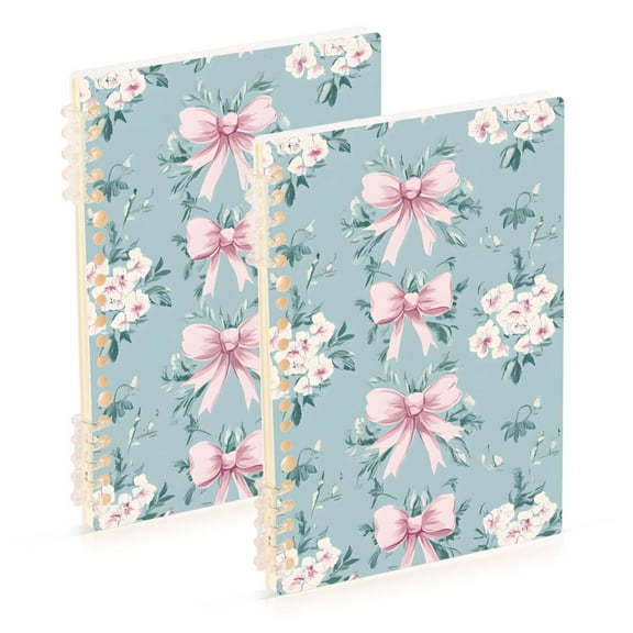 joogoo Spiral Journal Notebook Bows Floral College Ruled Notebooks 8.3" x 5.7" 2 PCs