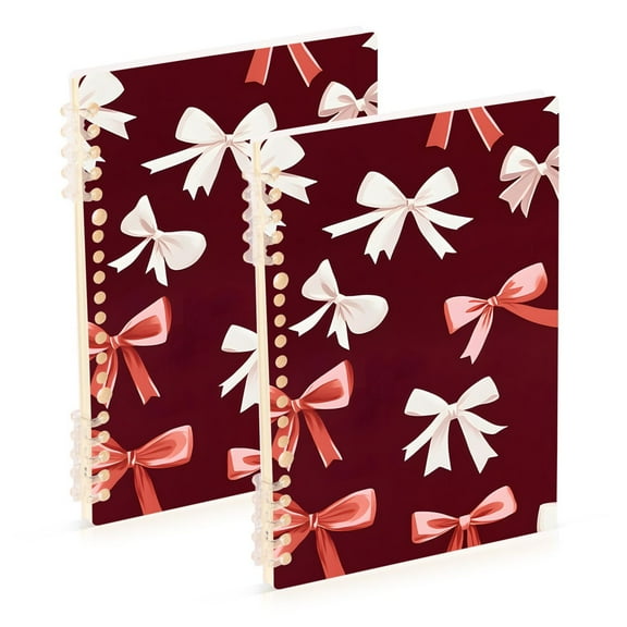 joogoo Spiral Journal Notebook Bows Pattern College Ruled Notebooks 8.3" x 5.7" 2 PCs
