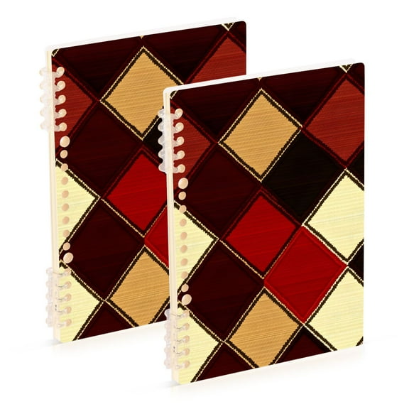 joogoo Spiral Journal Notebook Brown Checkered Plaid Pattern College Ruled Notebooks 8.3" x 5.7" 2 PCs
