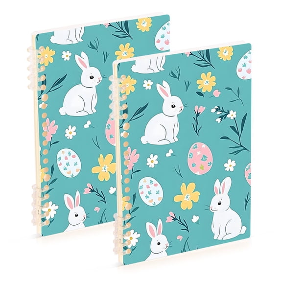 joogoo Spiral Journal Notebook Bunny Easter Eggs College Ruled Notebooks 8.3" x 5.7" 2 PCs