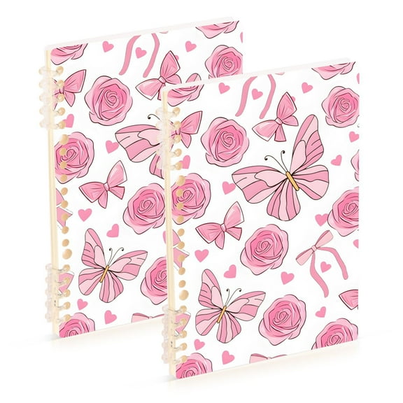 joogoo Spiral Journal Notebook Butterflies Roses Bows College Ruled Notebooks 8.3" x 5.7" 2 PCs
