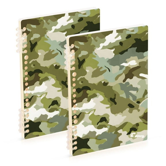 joogoo Spiral Journal Notebook Camouflage Green-a7 College Ruled Notebooks 8.3" x 5.7" 2 PCs