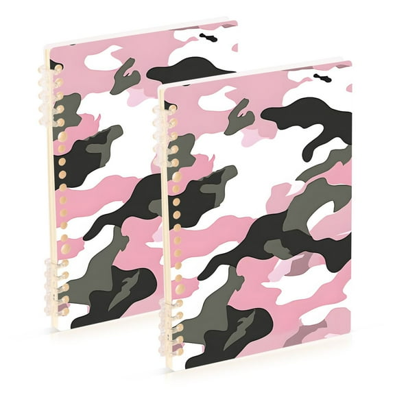 joogoo Spiral Journal Notebook Camouflage Pink College Ruled Notebooks 8.3" x 5.7" 2 PCs