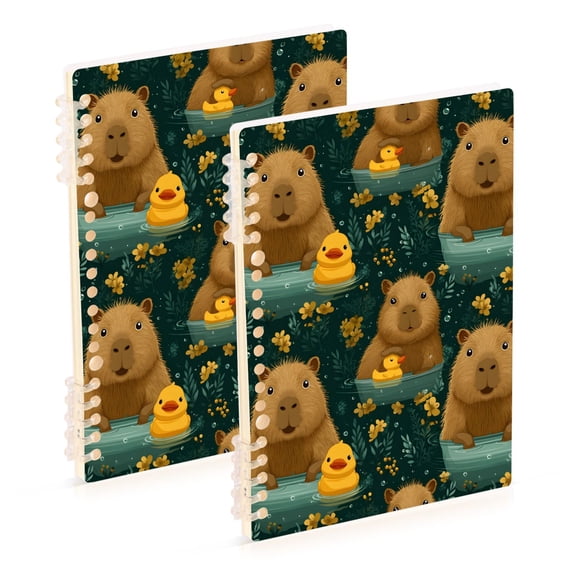 joogoo Spiral Journal Notebook Capybara Cute Ducks College Ruled Notebooks 8.3" x 5.7" 2 PCs