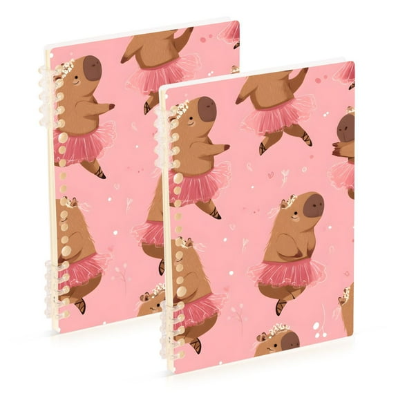 joogoo Spiral Journal Notebook Capybara Dancing College Ruled Notebooks 8.3" x 5.7" 2 PCs