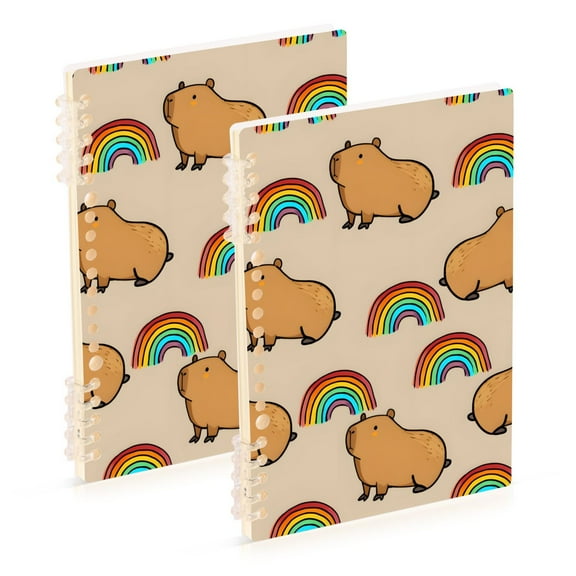 joogoo Spiral Journal Notebook Capybara Rainbows College Ruled Notebooks 8.3" x 5.7" 2 PCs