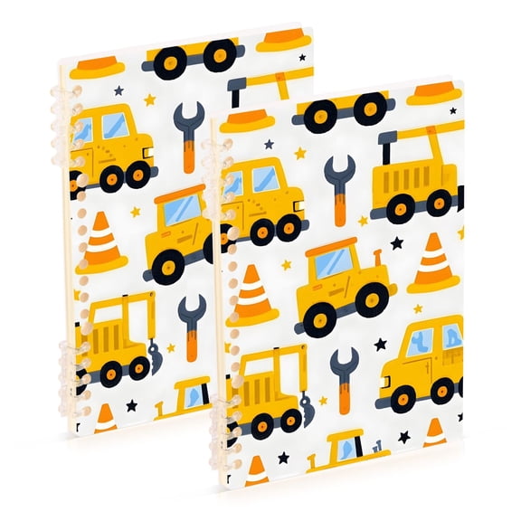 joogoo Spiral Journal Notebook Carton Engineering Trucks College Ruled Notebooks 8.3" x 5.7" 2 PCs