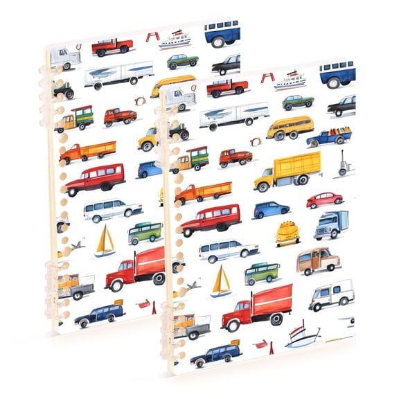 joogoo Spiral Journal Notebook Cartoon Car Vehicle College Ruled Notebooks 8.3" x 5.7" 2 PCs