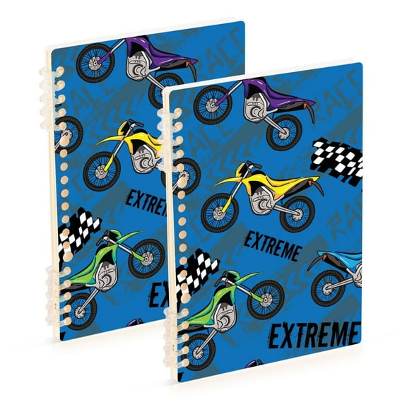 joogoo Spiral Journal Notebook Cartoon Cool Motocycle College Ruled Notebooks 8.3" x 5.7" 2 PCs