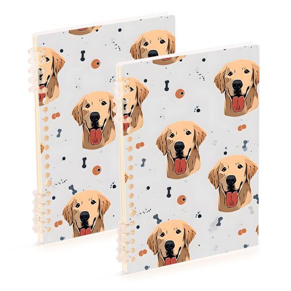 joogoo Spiral Journal Notebook Cartoon Dogs Bones College Ruled Notebooks 8.3" x 5.7" 2 PCs