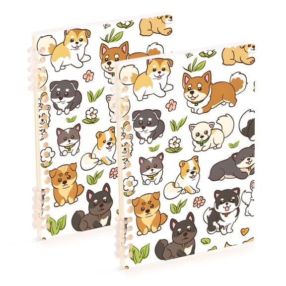 joogoo Spiral Journal Notebook Cartoon Dogs Cute College Ruled Notebooks 8.3" x 5.7" 2 PCs