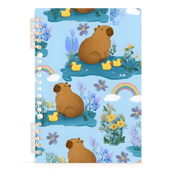 joogoo Spiral Journal Notebook Cartoon Duck Capybaras College Ruled Notebooks 8.3" x 5.7" 1 PC