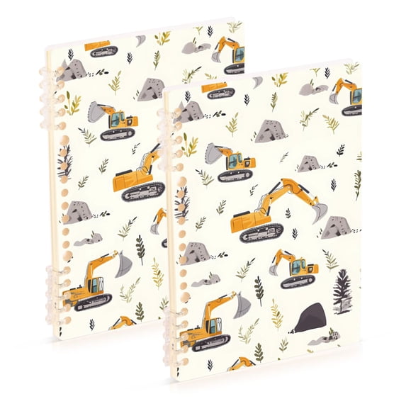 joogoo Spiral Journal Notebook Cartoon Excavator College Ruled Notebooks 8.3" x 5.7" 2 PCs