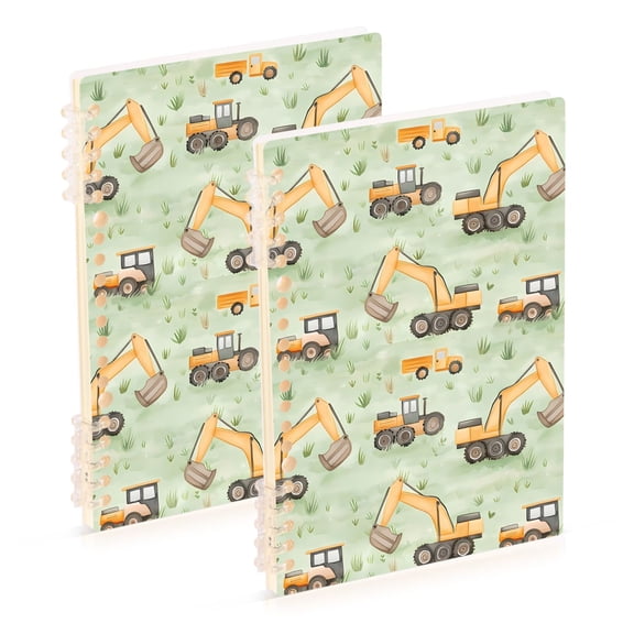 joogoo Spiral Journal Notebook Cartoon Excavator Trucks College Ruled Notebooks 8.3" x 5.7" 2 PCs